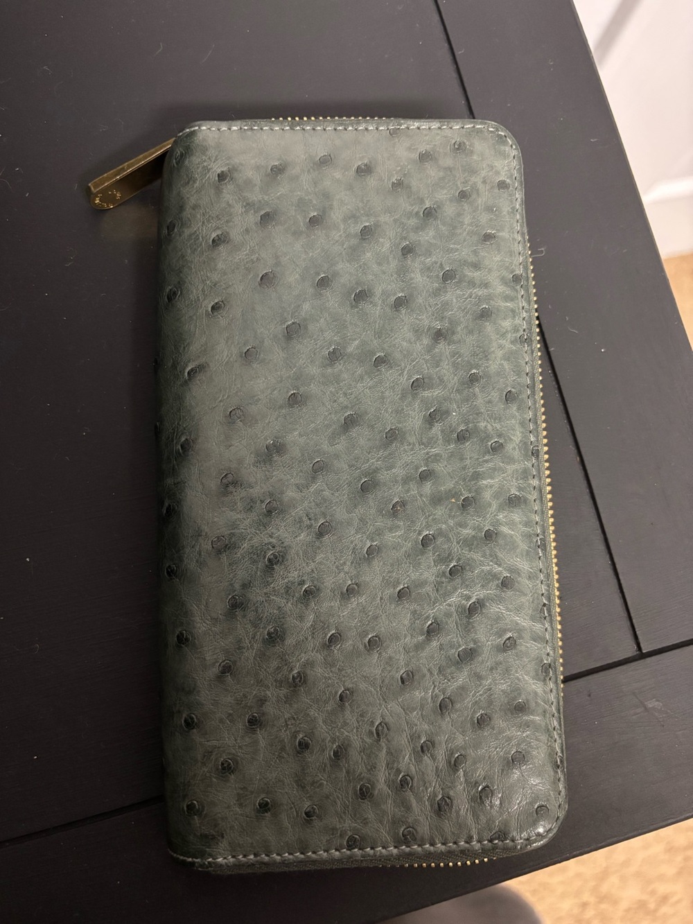 Louis Vuitton RARE Ostrich-Texture Zip Wallet - Leather Travel Wallet